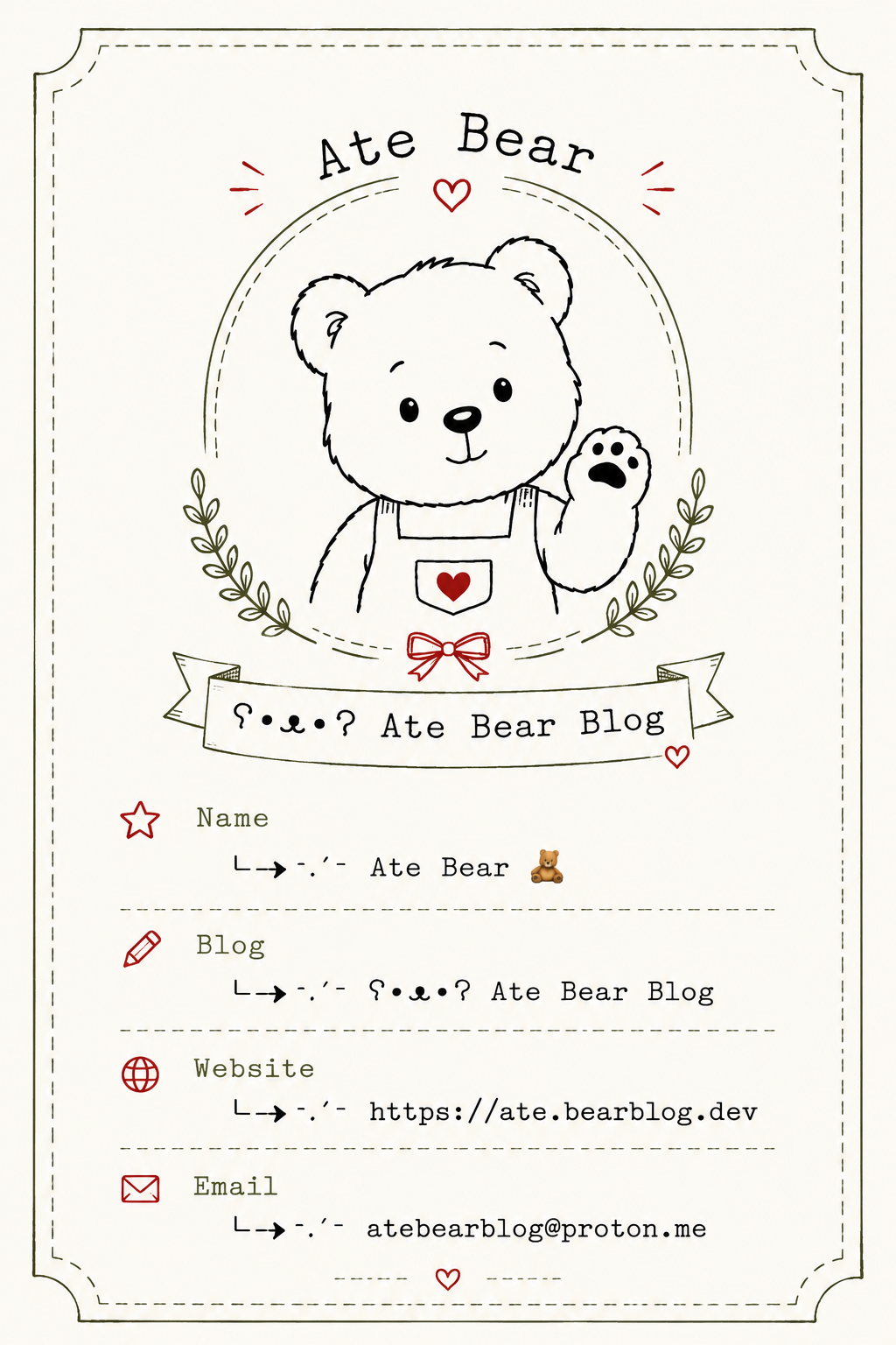 Ate Bear Blog Contact Card Portrait version